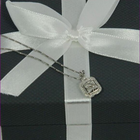 Diamond Blossom Necklace Diamonds set in Sterling Silver appx 1/20ctw - Picture 6 of 8